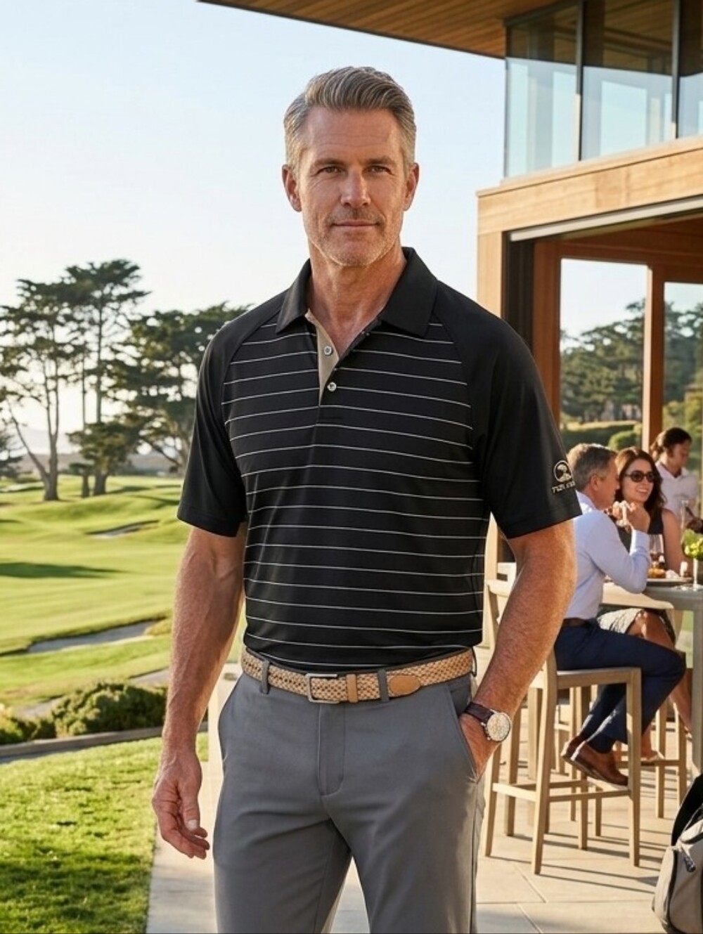 NWT Pebble Beach L Performance Wear Dry Luxe Golf Polo Country Club Tennis Prep
